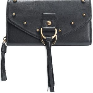 Chloe-Collins Tasseled Textured-Leather Wallet